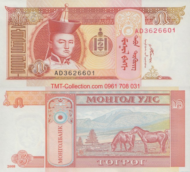 Mongolia - Mông Cổ 5 Tugrik 2008 UNC