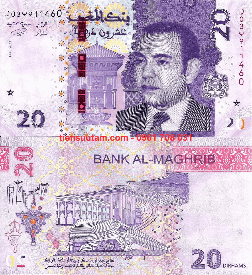 Morocco - Ma Rốc 20 Dirham 2023 UNC (tờ)