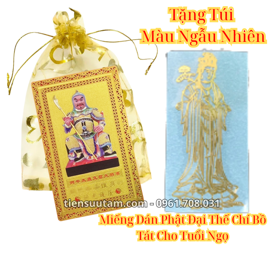 Thẻ kim bài thái tuế 2026 cho tuổi Ngọ kèm miếng dán phật bản mệnh