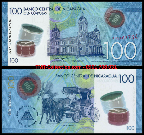 Nicaragua 100 Cordobas 2015 UNC Polymer