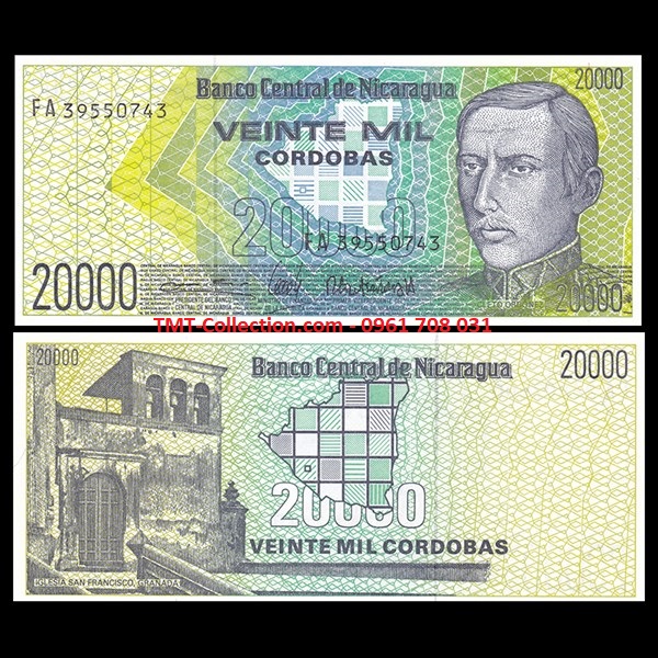 Nicaragua 20.000 Cordobas 1989 UNC