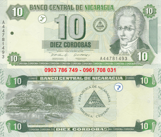 Tiền sưu tầm Nicaragua 10 Cordobas 2002 UNC
