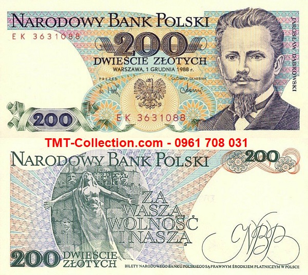 Poland - Ba Lan 200 Zlotych 1988 UNC