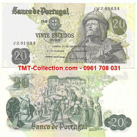 Portugal - Bồ Đào Nha 20 Escudos 1971 UNC