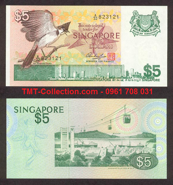 Singapore 5 Dollar 1976 UNC