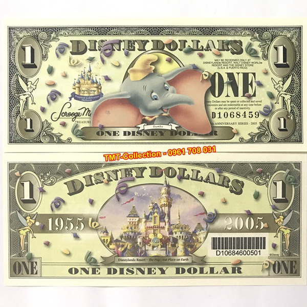 Tiền lưu niệm 1 Dollar Voi Dumbo Disney