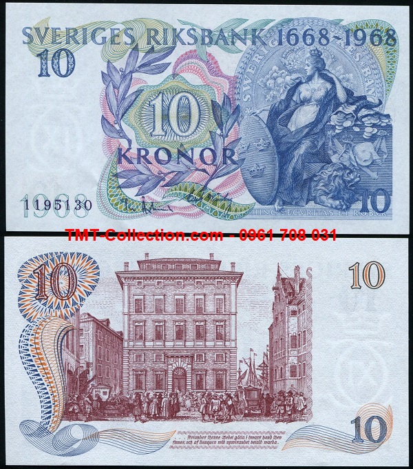 SWEDEN - THỤY ĐIỂN 10 KRONER 1968 UNC