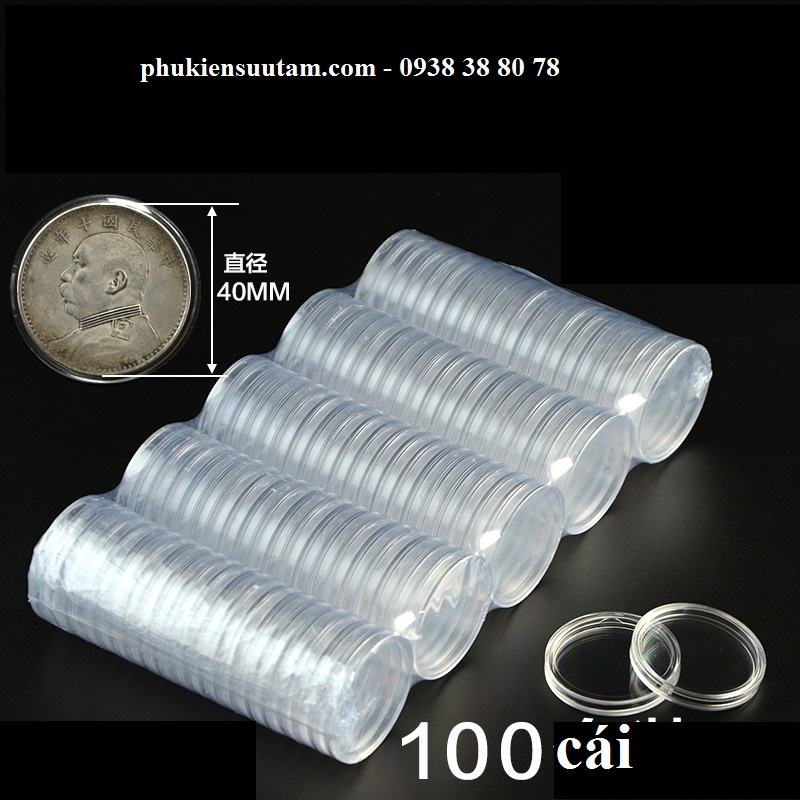 Block 100 hộp tròn bảo quản xu size 40 MM