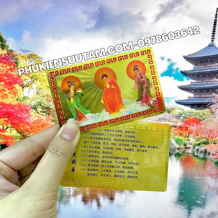 Thẻ Kim Bài Tây Phương Tam Thánh Phật - Phukiensuutam.com