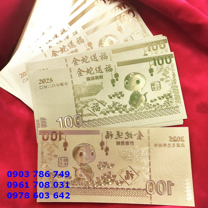 Tiền lì xì con Rắn mạ vàng plastic