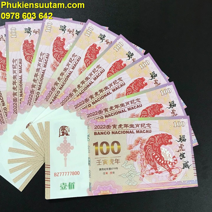 Tiền lì xì 100 dola macao hình con cọp 2022 - Phukiensuutam.com