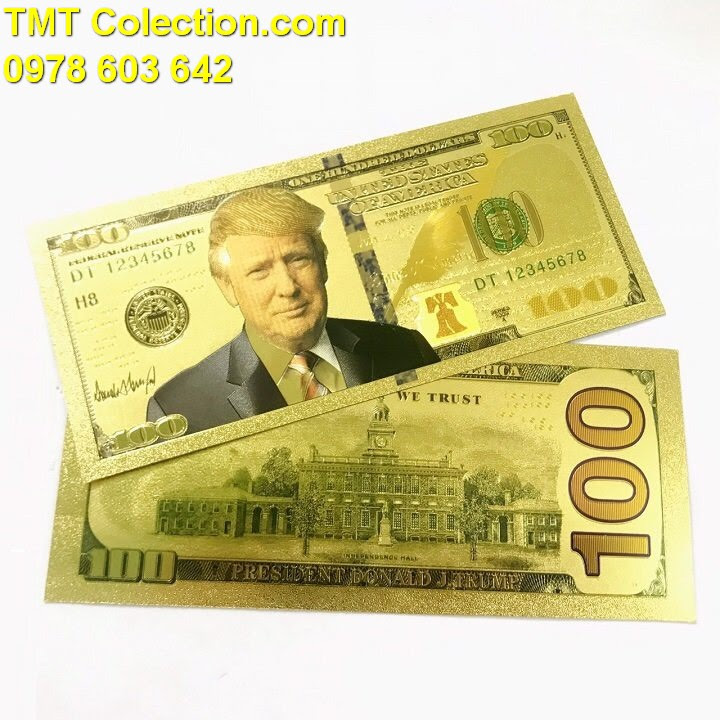 Tiền 100 USD hình Tổng Thống Trump mạ vàng - TMT Collection.com