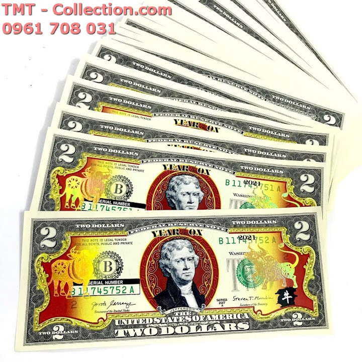 Tiền 2 USD Con Trâu Mạ Vàng - TMT Collection.com