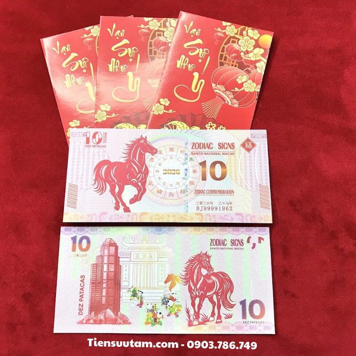 Tiền Lì Xì 10 Dola Macao Hình Con Ngựa 2026