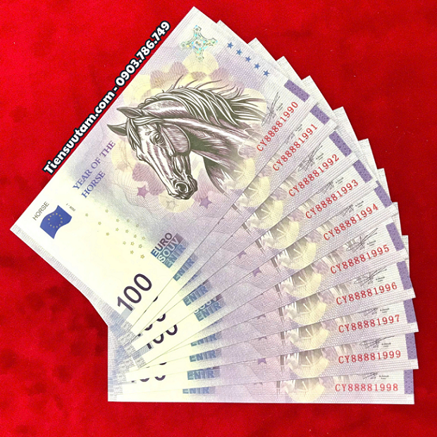 Tiền Lì Xì 100 Euro Hình Con Ngựa 2026 Seri Năm Sinh
