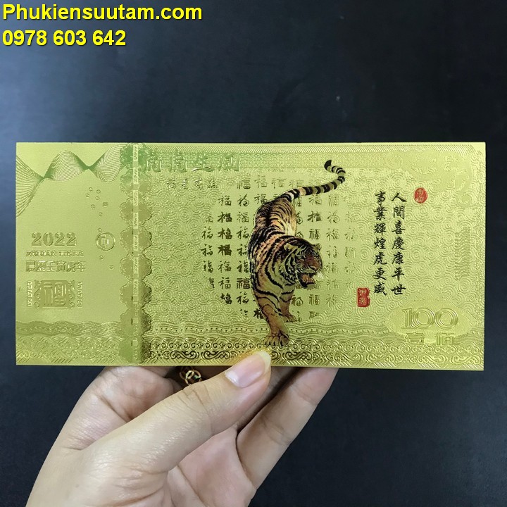 Tiền lì xì 100 hình con Cọp in màu Plastic - Phukiensuutam.com