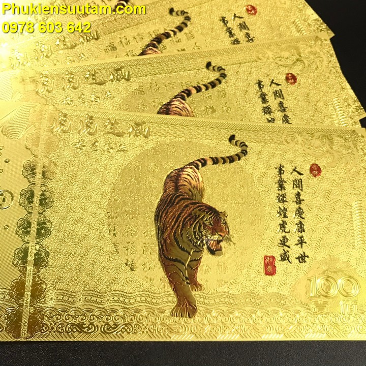 Tiền lì xì 100 hình con Cọp in màu Plastic - Phukiensuutam.com
