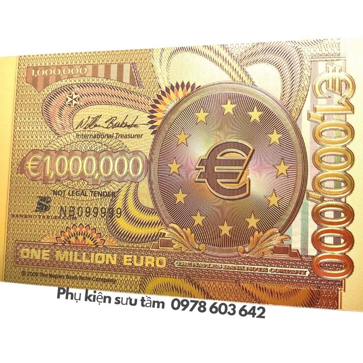 Tiền Lưu niệm 1 triệu EURO mạ vàng Plastic - Phukiensuutam.com