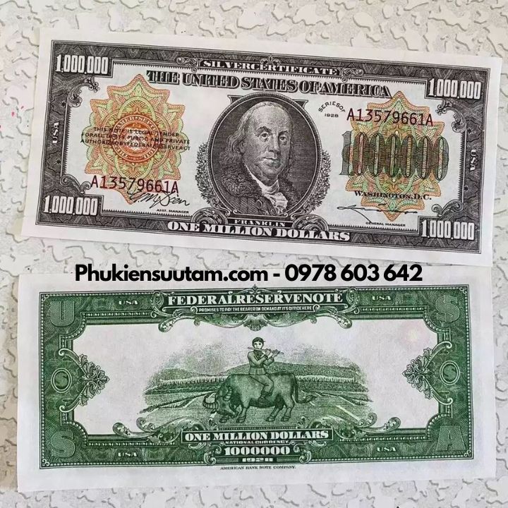 Tiền Lưu Niệm 1 Triệu USD Hình Benjamin Franklin Dạ Quang - Phukiensuutam.com