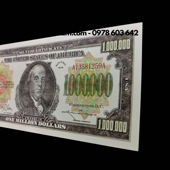 Tiền Lưu Niệm 1 Triệu USD Hình Benjamin Franklin Dạ Quang - Phukiensuutam.com