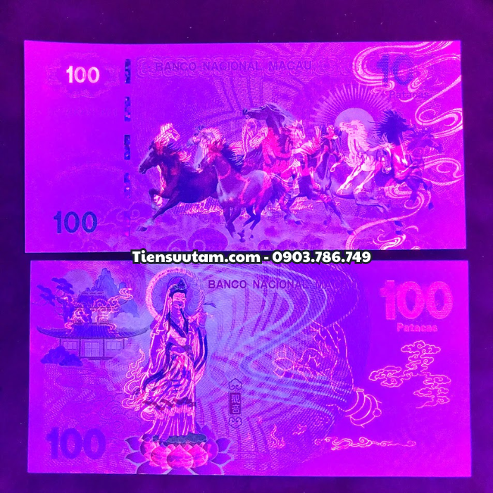 Tiền Lưu Niệm 100 Macao Mã Đáo Thành Công Quan Âm