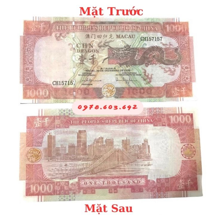 Tiền Lưu Niệm 1000 Dola Macau Hình Con Rồng Năm 1999 - Phukiensuutam.com