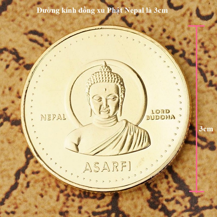 Dây treo may mắn xu hình Phật Nepal tặng túi gấm.com