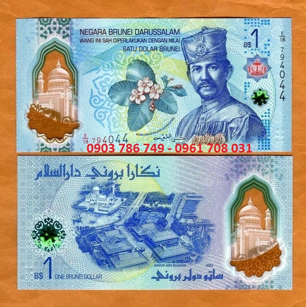 Tien suu tam Brunei 1 Ringgit 2024 UNC Polymer mat truoc va mat sau