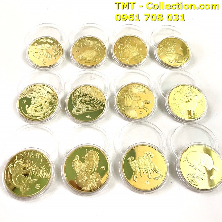 Hộp quà tặng tết 12 xu hình 12 con giáp hoàng đạo - TMT Collection