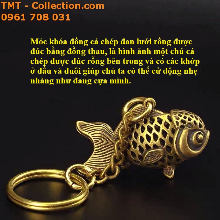 Móc khóa đồng cá chép đan lưới rồng - TMT Collection.com