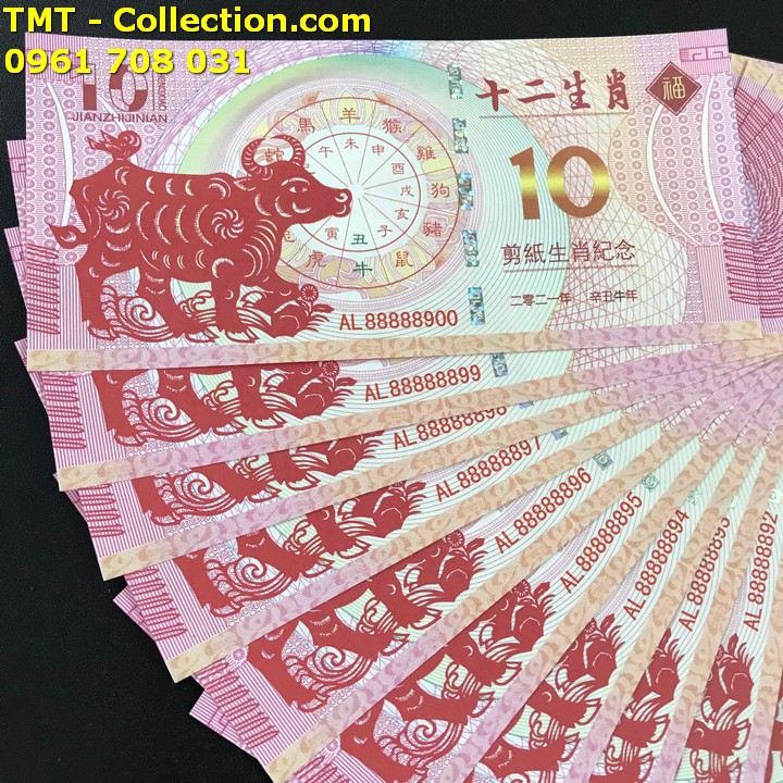 Tiền 10 dola macao hình con trâu 2021 - TMT Collection.com