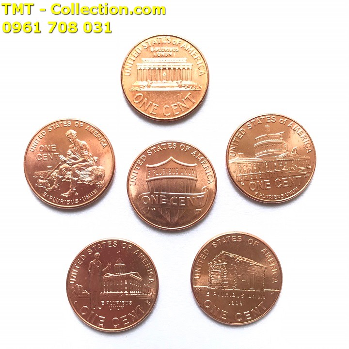 Bộ 6 xu Lincon 1 cent của Mỹ - TMT Collection.com