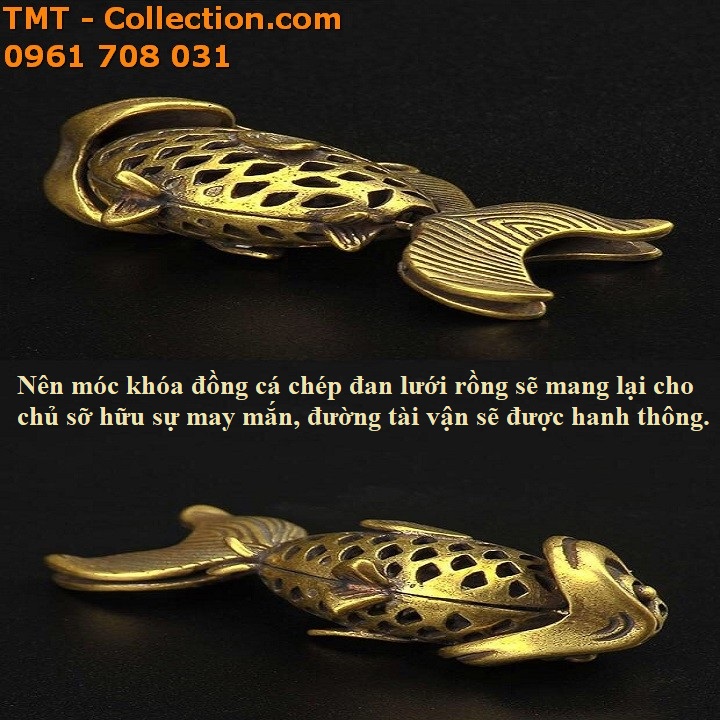 Móc khóa đồng cá chép đan lưới rồng - TMT Collection.com