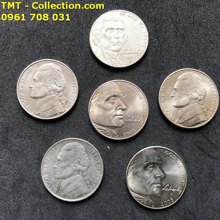 Bộ 6 xu Jerferson 5 cent của Mỹ - TMT Collection.com
