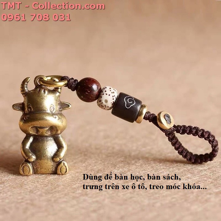 Tượng đồng móc khóa con trâu cute - TMT Collection.com