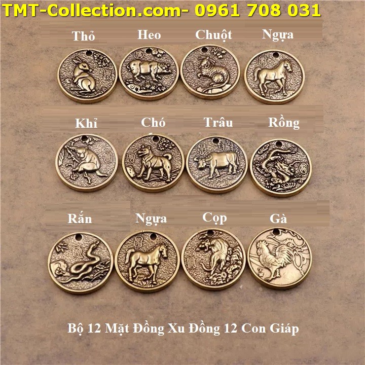 Bộ 12 Mặt Đồng Xu Đồng 12 Con Giáp - TMT Collection