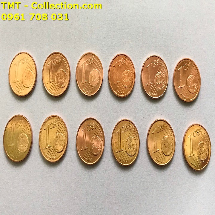 Bộ tiền 12 xu 1 cent của 12 nước liên minh châu Âu Euro - TMT Collection.com