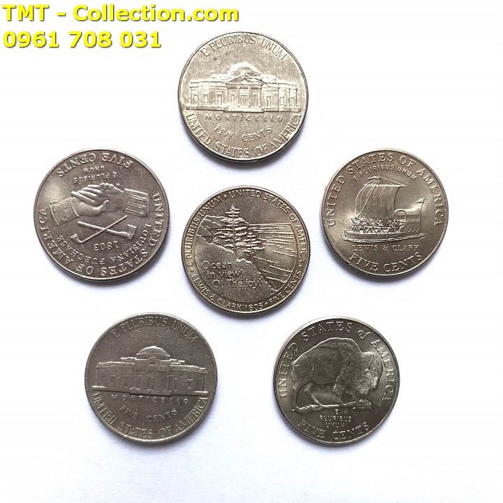 Bộ 6 xu Jerferson 5 cent của Mỹ - TMT Collection.com