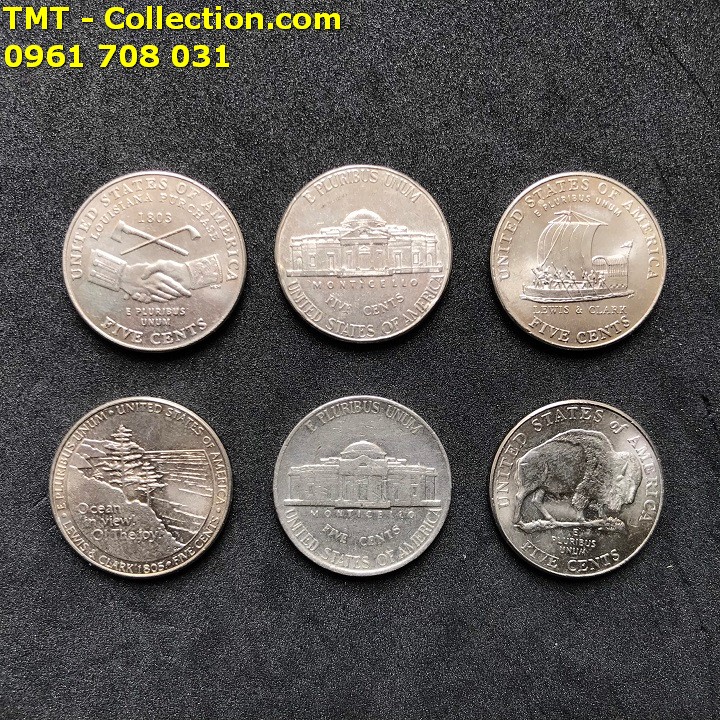 Bộ 6 xu Jerferson 5 cent của Mỹ - TMT Collection.com