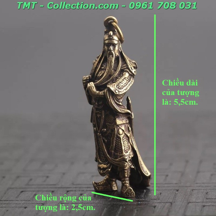Tượng đồng móc khóa quan công đứng vuốt râu - TMT Collection