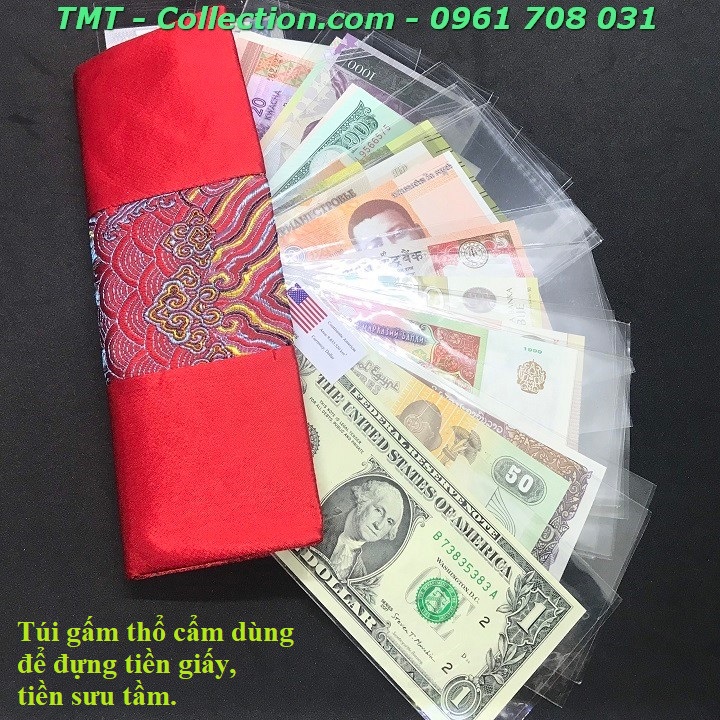Túi gấm đỏ thổ cẩm lớn đựng tiền - TMT Collection.com