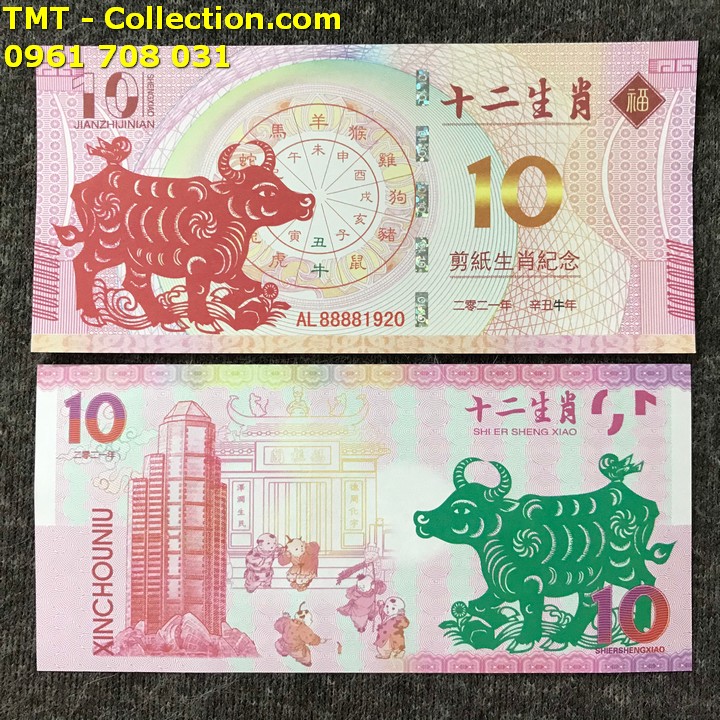 Tiền 10 dola macao hình con trâu 2021 - TMT Collection.com