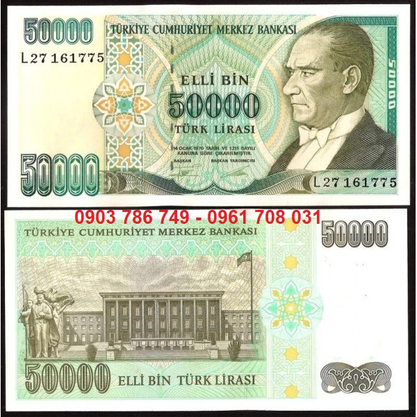 Tiền sưu tầm Turkey – Thổ Nhĩ Kỳ 50.000 Lira 1970 UNC