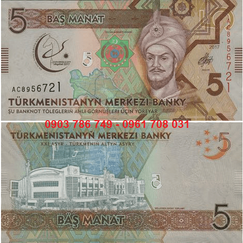 Tiền sưu tầm Turkmenistan 5 Manat 2017 UNC