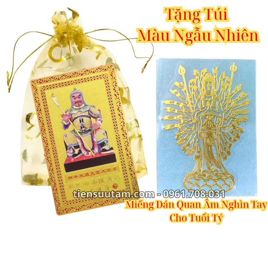Thẻ kim bài thái tuế 2026 cho tuổi Tý kèm miếng dán phật bản mệnh