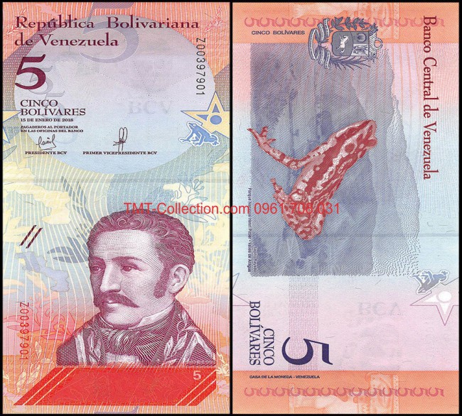 Venezuela 5 Cinco Bolivares 2018 UNC