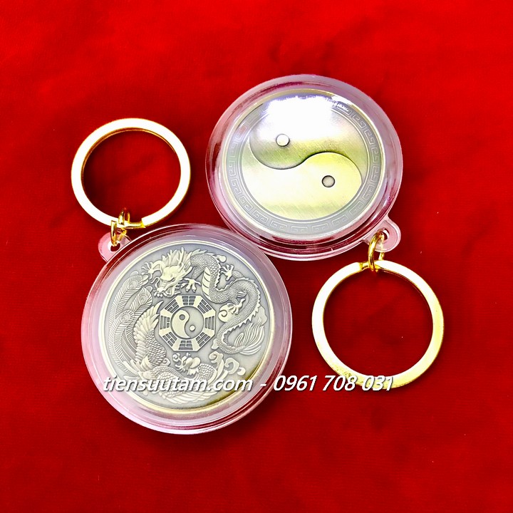 Móc Khoá Xu Long Phụng Bát Quái Âm Dương
