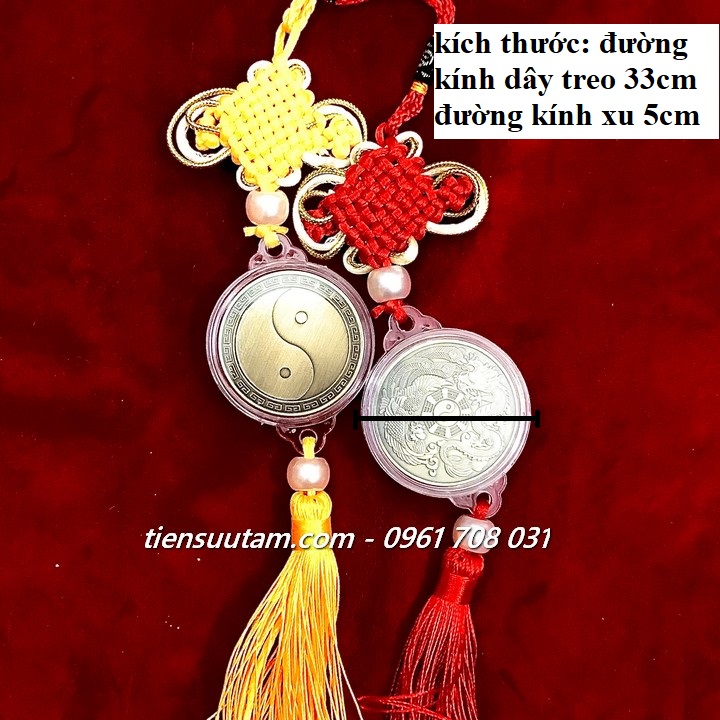 Kích Thước Dây Treo Phong Thuỷ Xu Long Phụng Bát Quái Âm Dương
