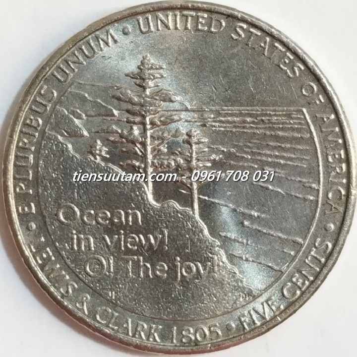 Xu USA - Mỹ 5 Cents 2005 ( Hành trình về phía Tây, Nhìn ra Đại dương)