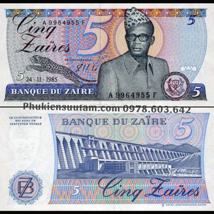 Zaire 5 Zaires 1985 UNC - Phukiensuutam.com